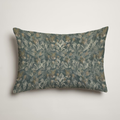 Marais Botanical Velvet Lumbar Pillow Cover — Teal & Ivory; clean-edge pillow cover shown with a styling insert, which is not included.