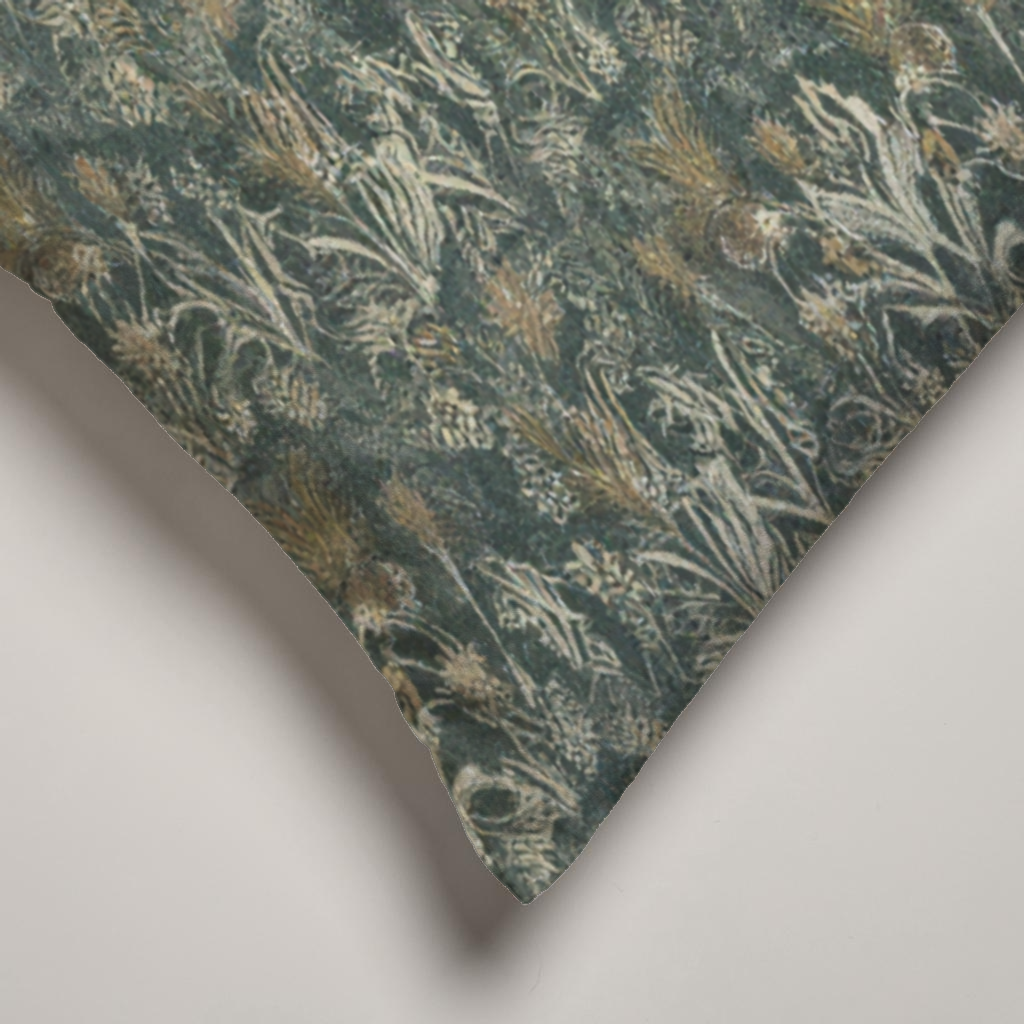 Marais Botanical Velvet Lumbar Pillow Cover — Teal & Ivory; alternate product view 2 of 2, digital preview.