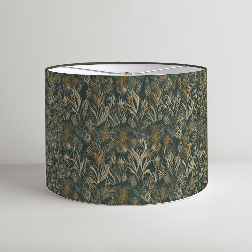 Marais Botanical Drum Lampshade — Teal & Ivory; digital product preview