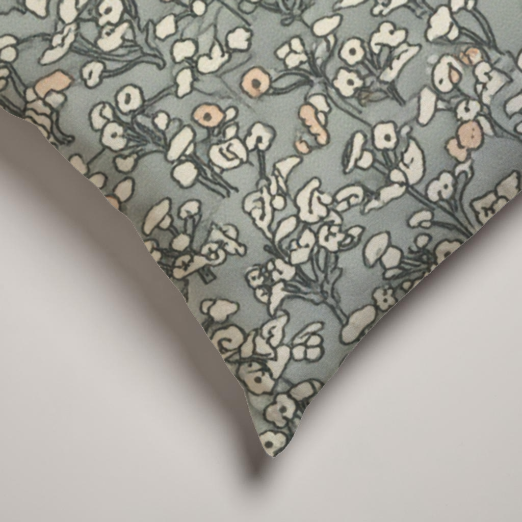 Meadow Floral Soft Linen Pillow Cover — Sage & Blush; alternate product view 2 of 2, digital preview.
