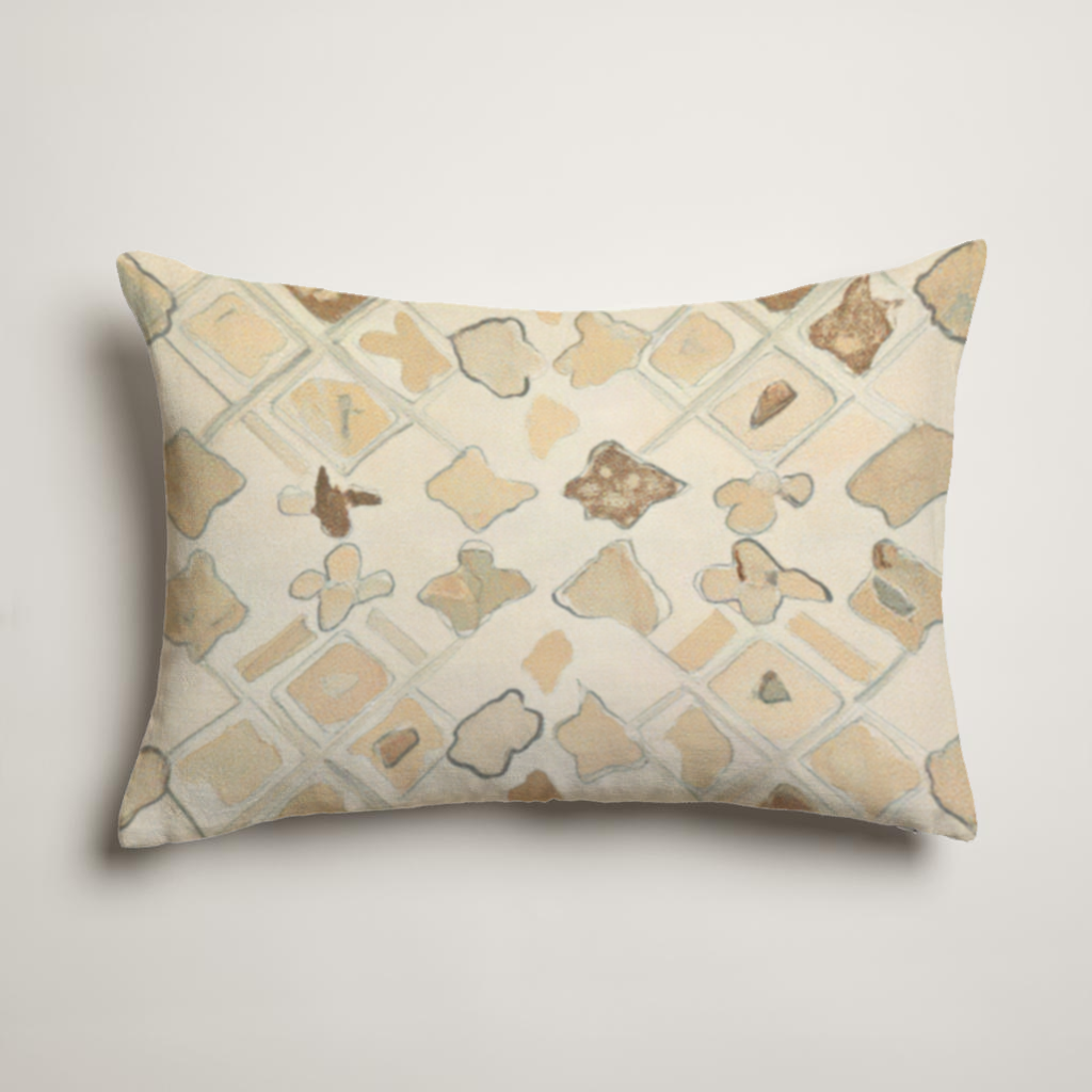 Mosaic Geometric Velvet Lumbar Pillow Cover — Tobacco & Ivory; clean-edge pillow cover shown with a styling insert, which is not included.