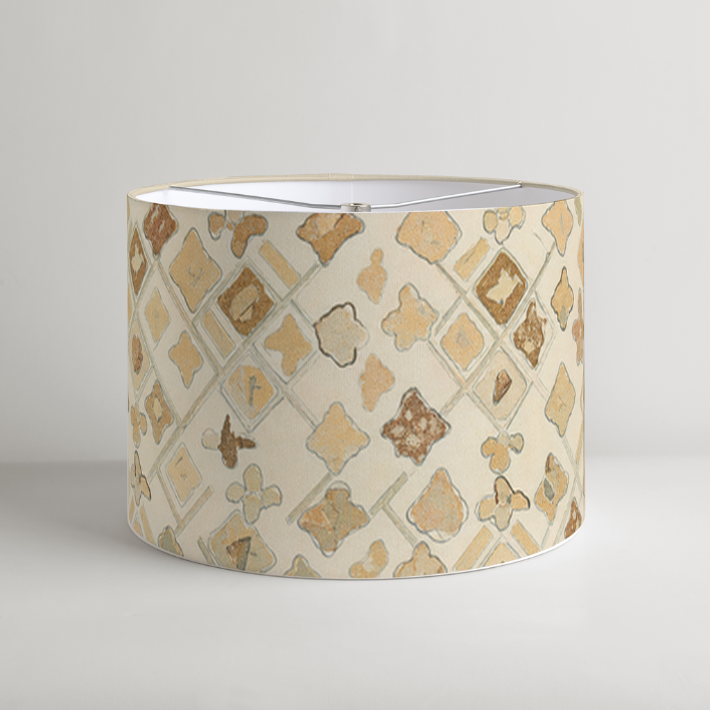 Mosaic Geometric Drum Lampshade — Tobacco & Ivory; digital product preview