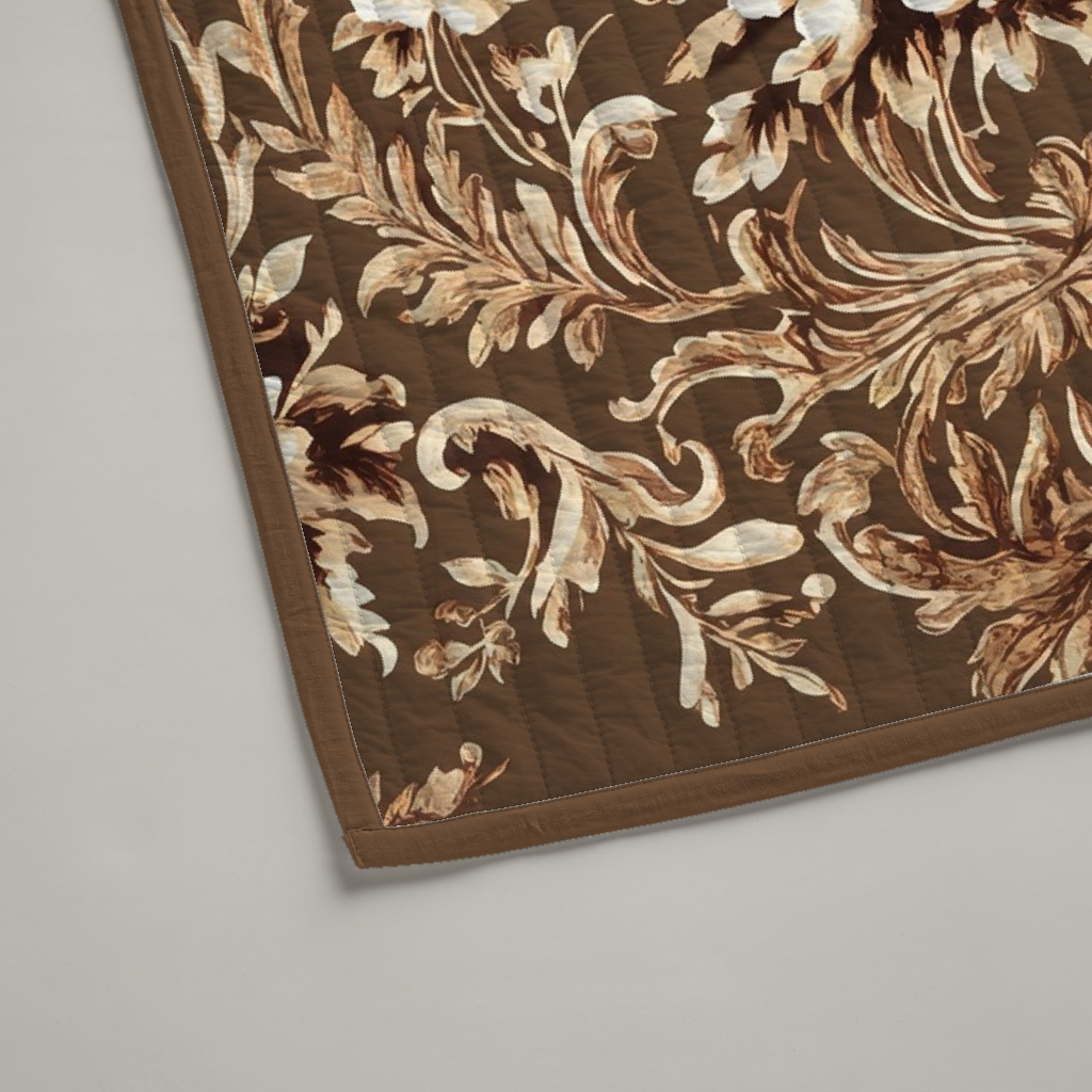 Nocturne Botanical Organic Cotton Quilt — Chocolate & Flax; alternate product view 2 of 2, digital preview.