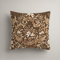 Nocturne chocolate and flax quilted Euro sham, digital design preview with styling insert.