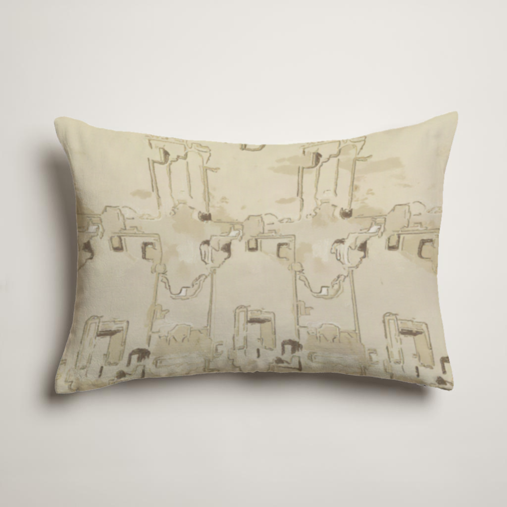 Obsidian Geometric Velvet Lumbar Pillow Cover — Sage & Ivory; clean-edge pillow cover shown with a styling insert, which is not included.