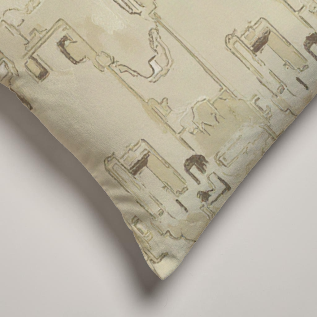 Obsidian Geometric Velvet Lumbar Pillow Cover — Sage & Ivory; alternate product view 2 of 2, digital preview.