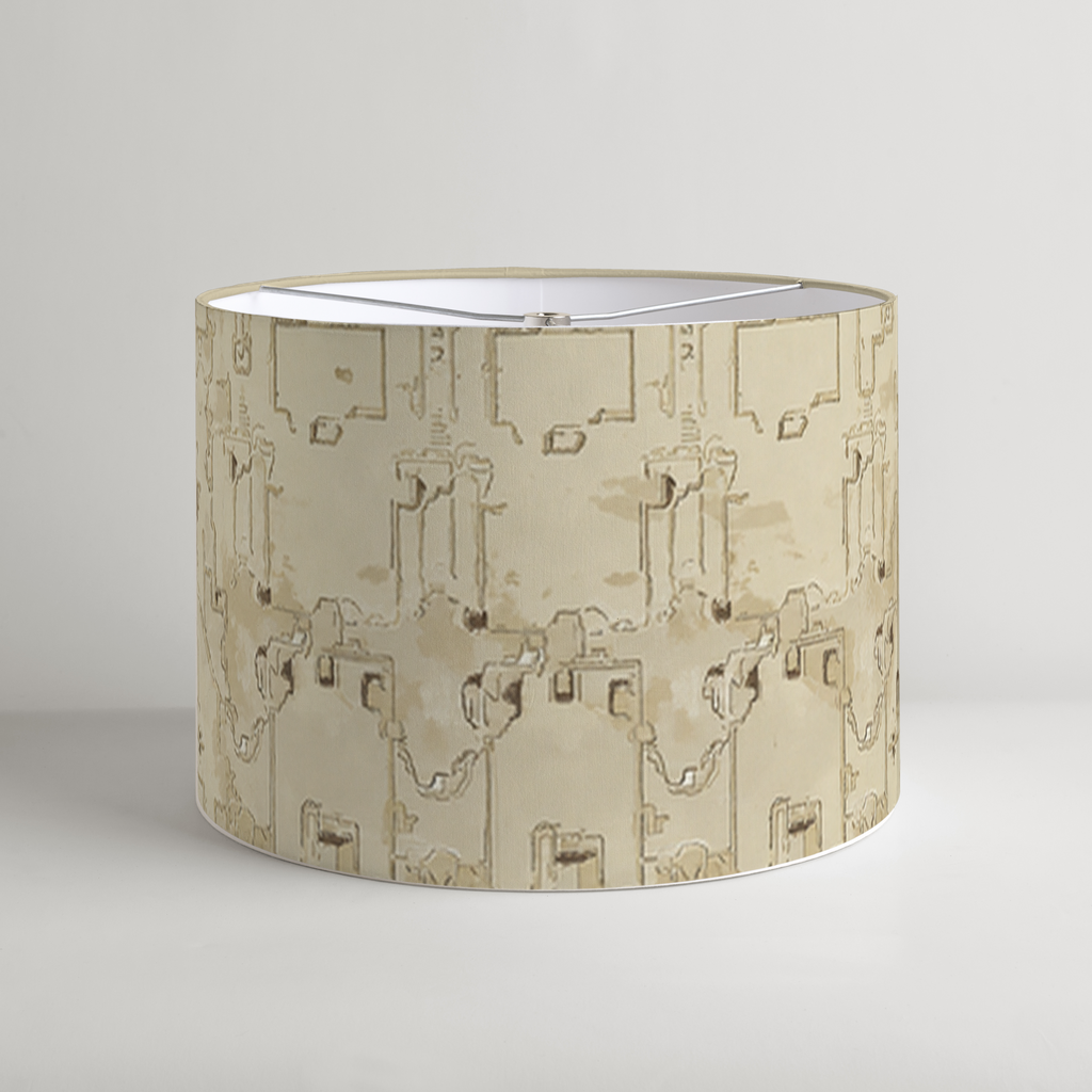 Obsidian Geometric Drum Lampshade — Sage & Ivory; digital product preview
