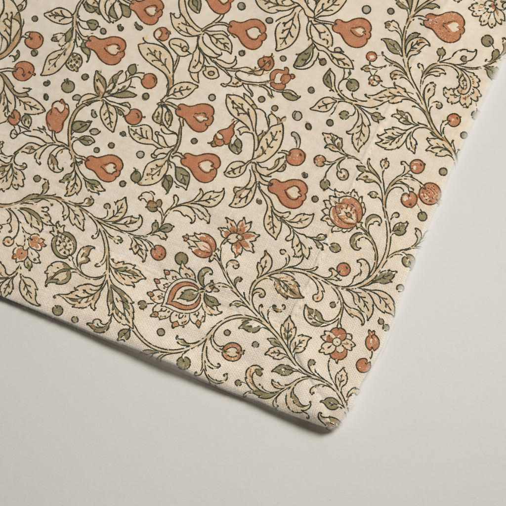 Orchard Botanical Linen Dinner Napkins — Terracotta & Cream; alternate product view 3 of 3, digital preview.