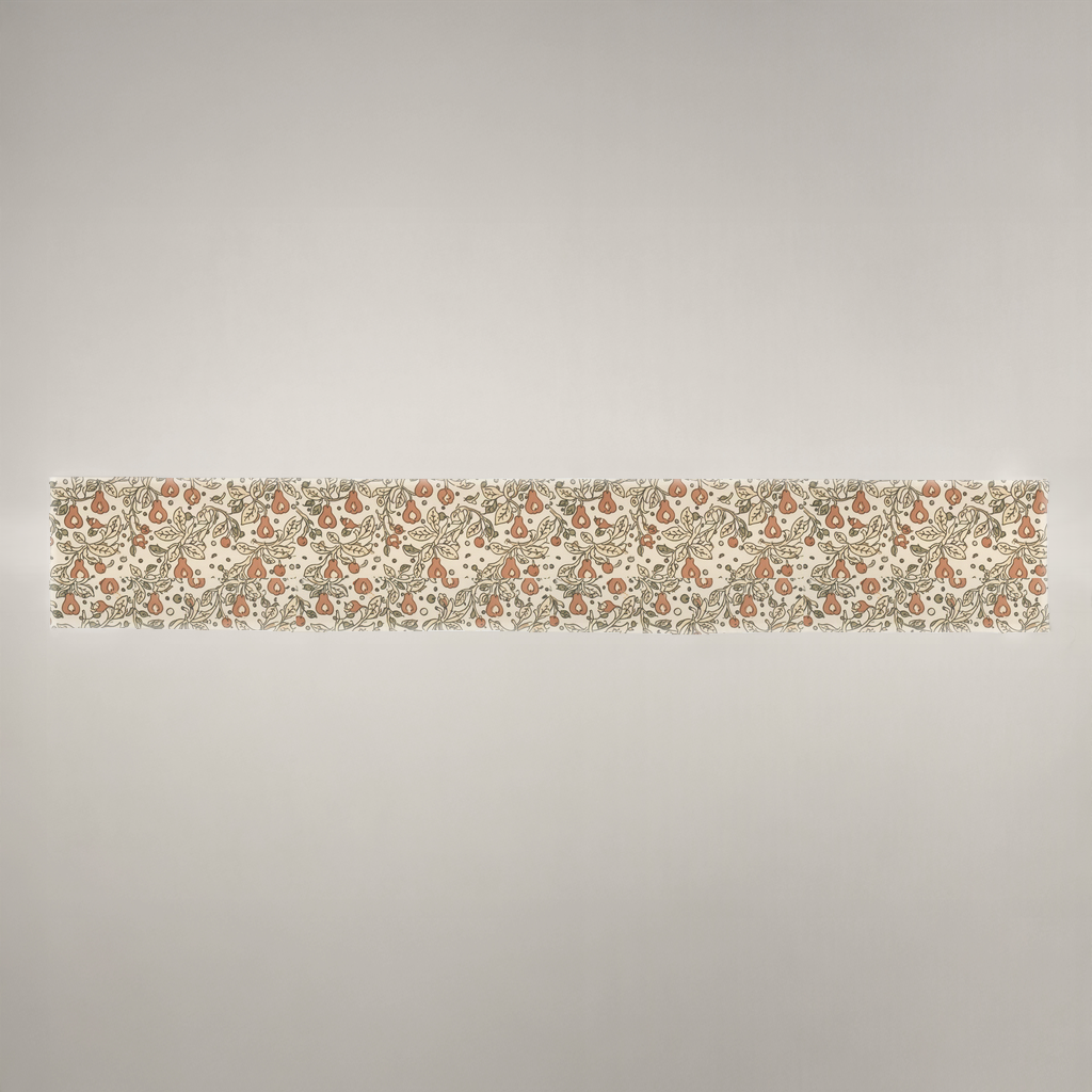 Orchard Botanical Linen Table Runner — Terracotta & Cream; alternate product view 1 of 3, digital preview.
