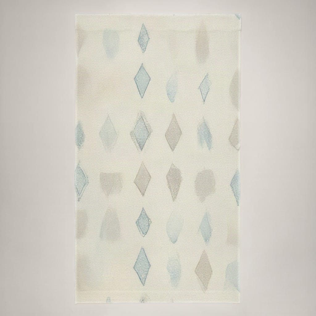Paloma Geometric Everyday Cotton Curtain Panel — Blue & Ivory; alternate product view 2 of 2, digital preview.
