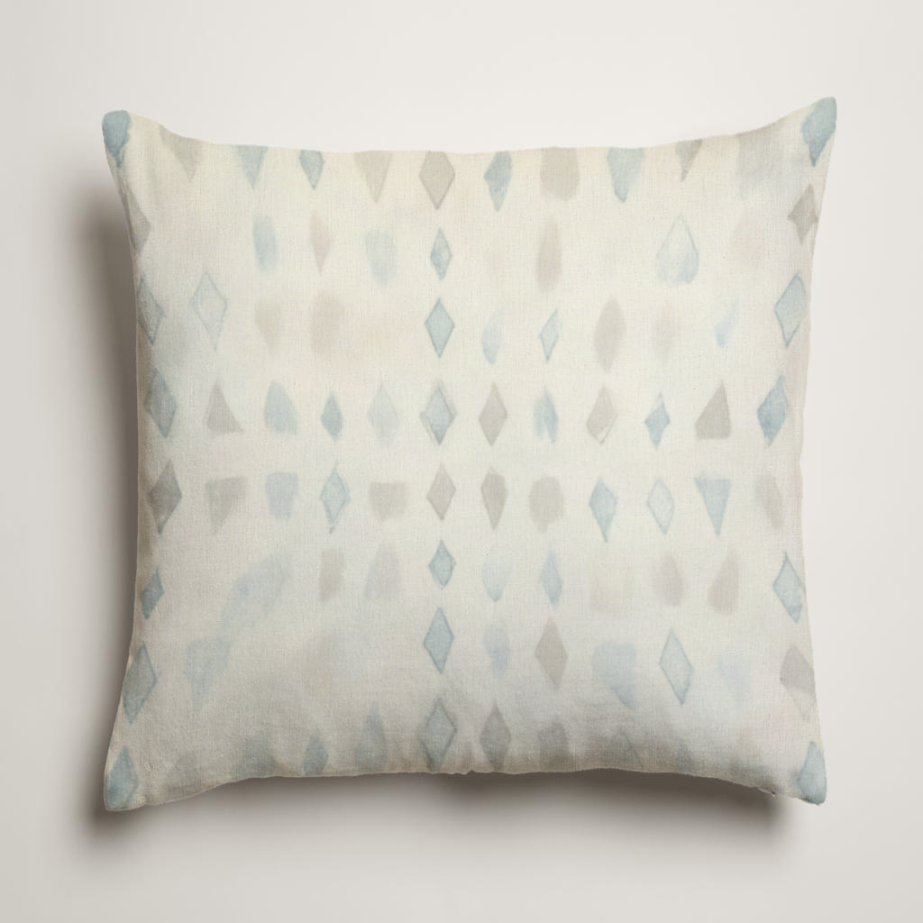 Paloma Geometric Soft Linen Pillow Cover — Blue & Ivory; clean-edge pillow cover shown with a styling insert, which is not included.