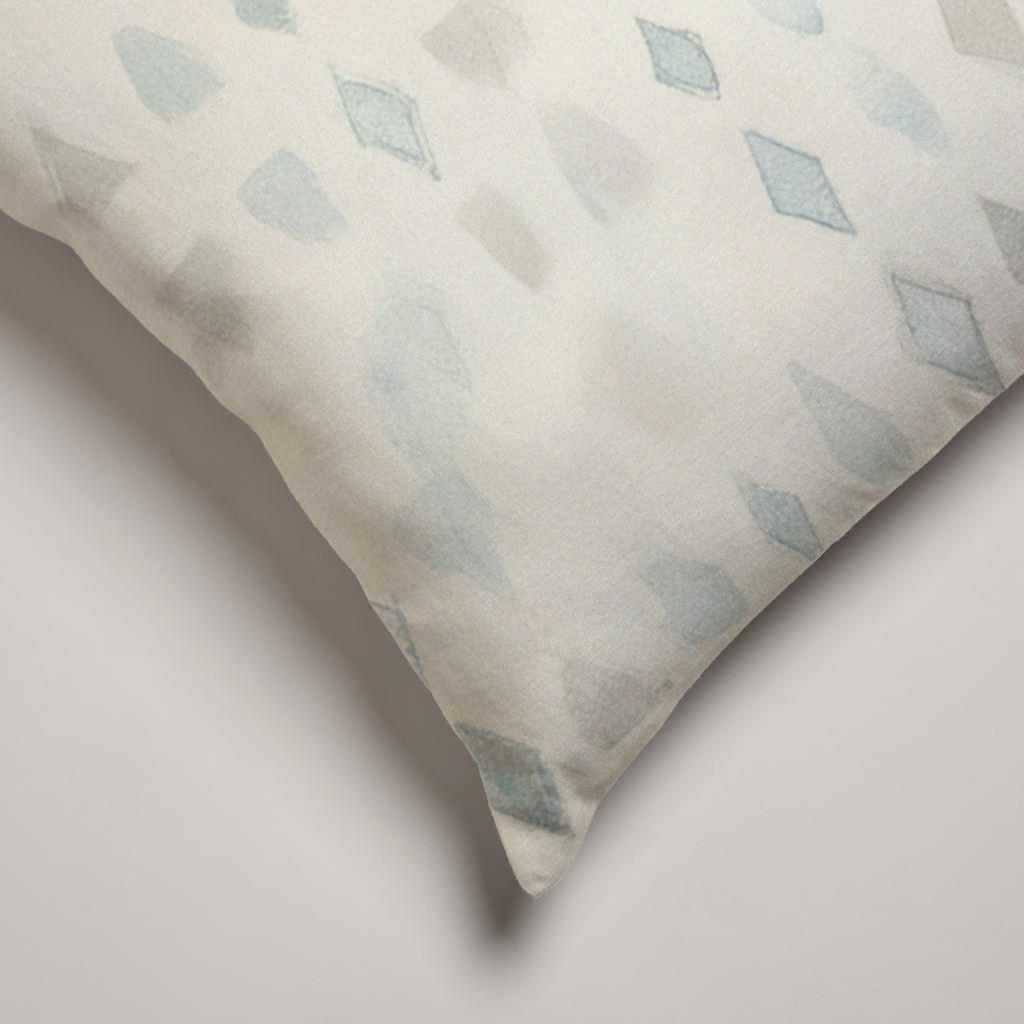 Paloma Geometric Soft Linen Pillow Cover — Blue & Ivory; alternate product view 2 of 2, digital preview.