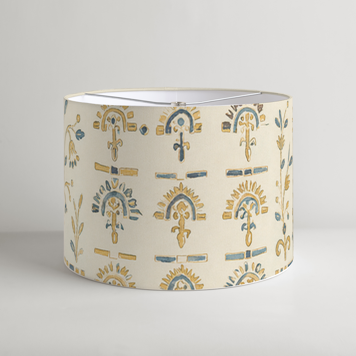 Patina Geometric Drum Lampshade — Gold & Ink; digital product preview
