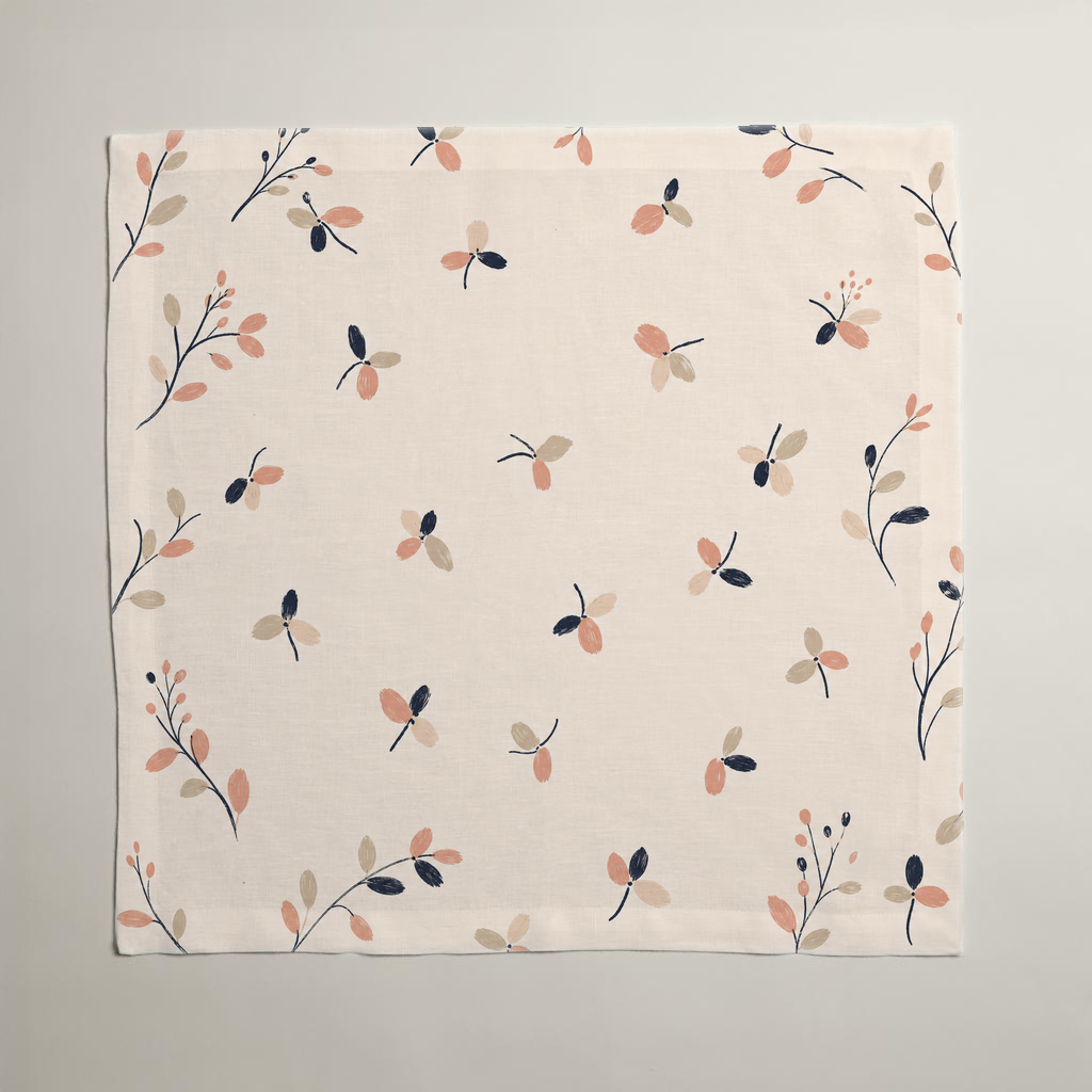 Petal Floral Linen Dinner Napkins — Rose & Ivory; alternate product view 1 of 3, digital preview.