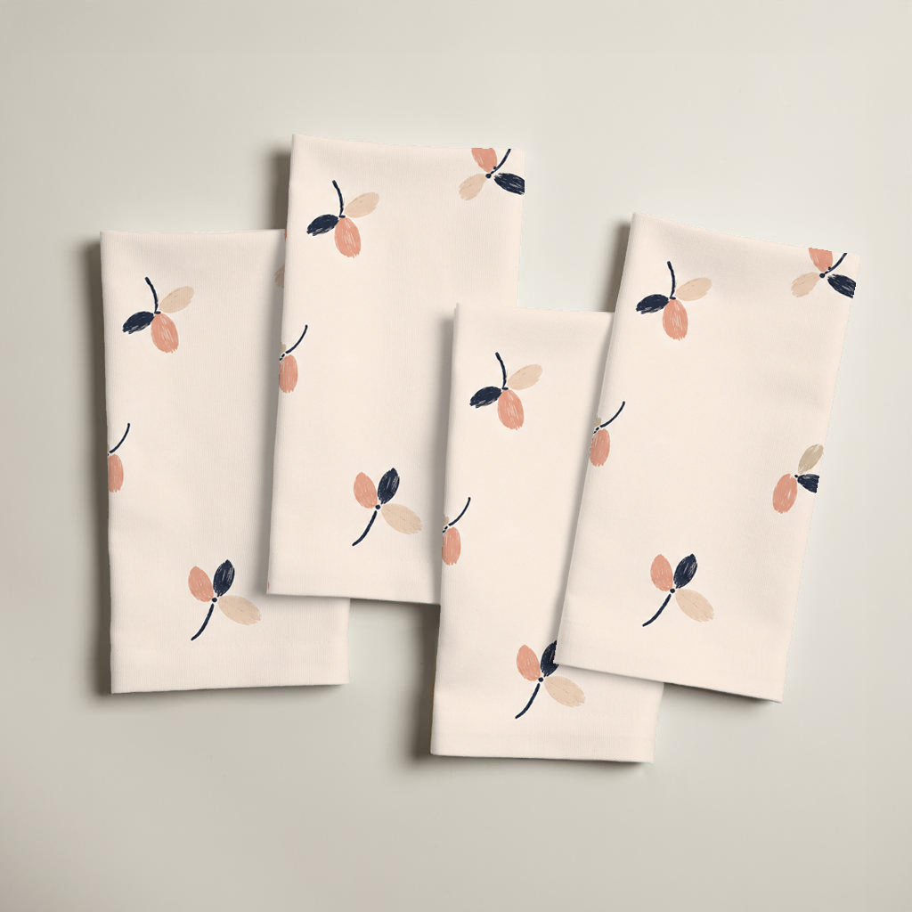 Petal Floral Linen Dinner Napkins — Rose & Ivory; digital product preview