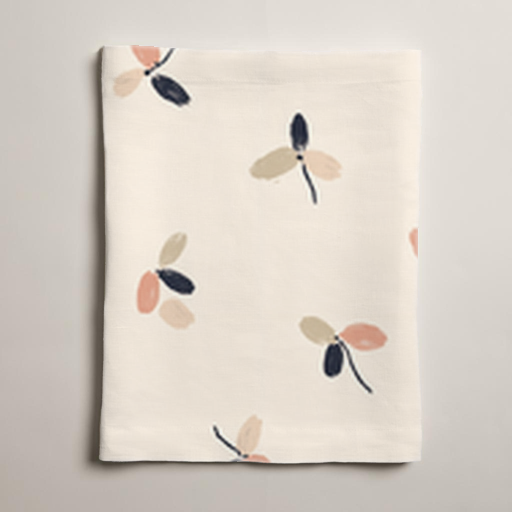 Petal Floral Linen Table Runner — Rose & Ivory; alternate product view 2 of 3, digital preview.