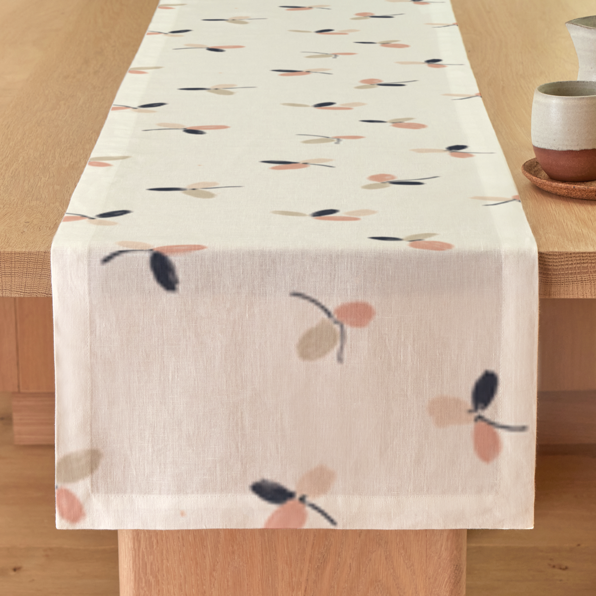 Petal Floral Linen Table Runner — Rose & Ivory; digital product preview