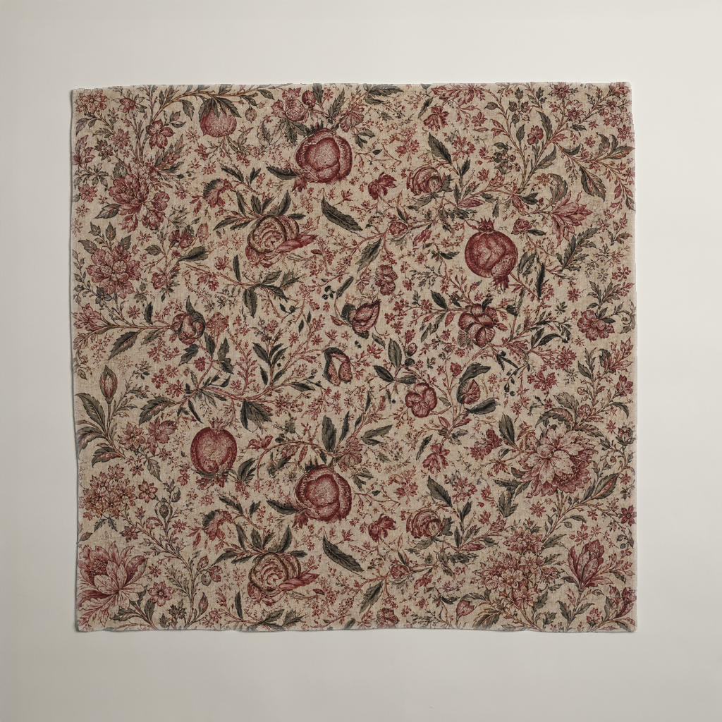 Pomegranate Botanical Linen Dinner Napkins — Garnet & Flax; alternate product view 1 of 3, digital preview.