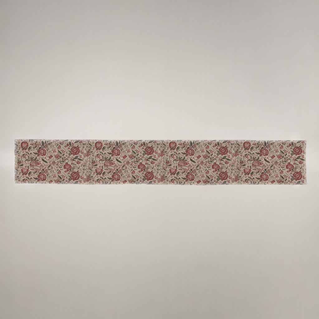 Pomegranate Botanical Linen Table Runner — Garnet & Flax; alternate product view 1 of 3, digital preview.