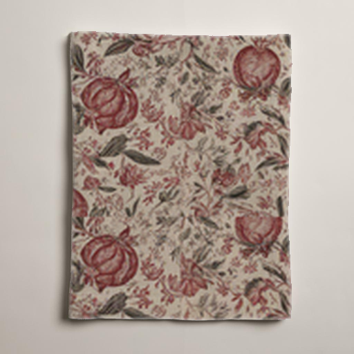 Pomegranate Botanical Linen Table Runner — Garnet & Flax; alternate product view 2 of 3, digital preview.