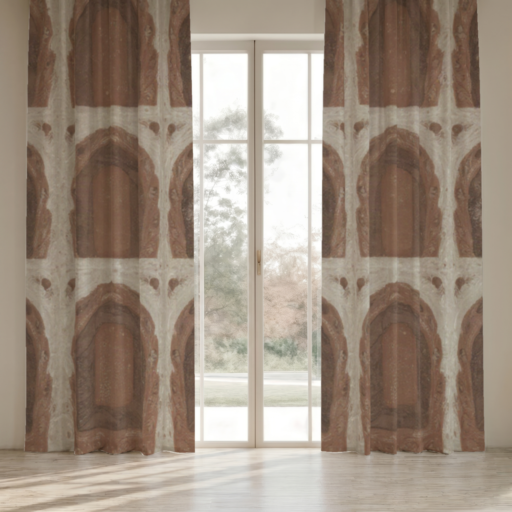 Portico Geometric Everyday Cotton Curtain Panel — Clay & Plaster; digital product preview