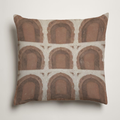 Portico Geometric Soft Linen Pillow Cover — Clay & Plaster; clean-edge pillow cover shown with a styling insert, which is not included.