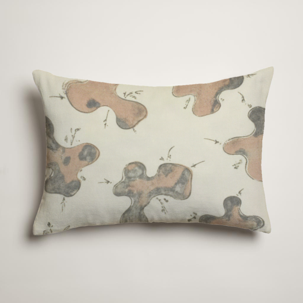 Raku Abstract Velvet Lumbar Pillow Cover — Clay & Smoke; clean-edge pillow cover shown with a styling insert, which is not included.