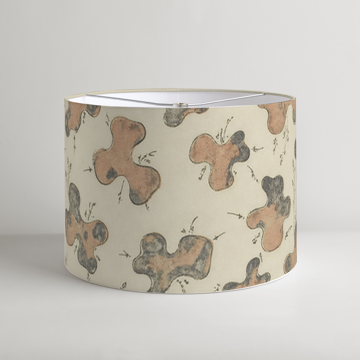Raku Abstract Drum Lampshade — Clay & Smoke; digital product preview