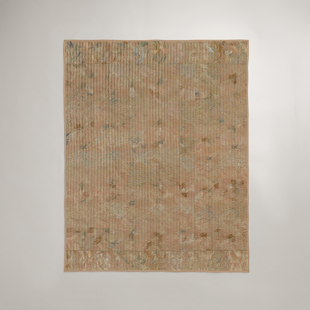 Ribbon Abstract Organic Cotton Quilt — Blush & Cream; digital product preview