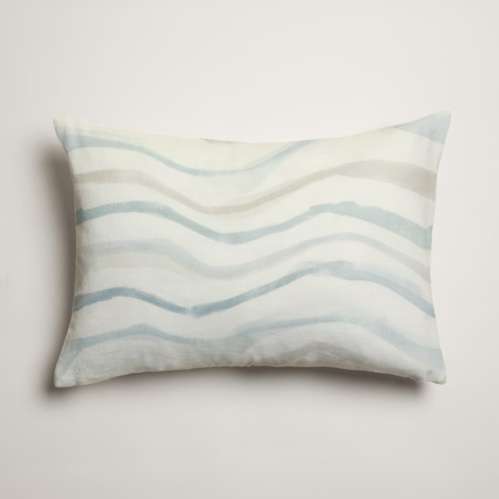 Ripple Abstract Velvet Lumbar Pillow Cover — Blue & Chalk; clean-edge pillow cover shown with a styling insert, which is not included.