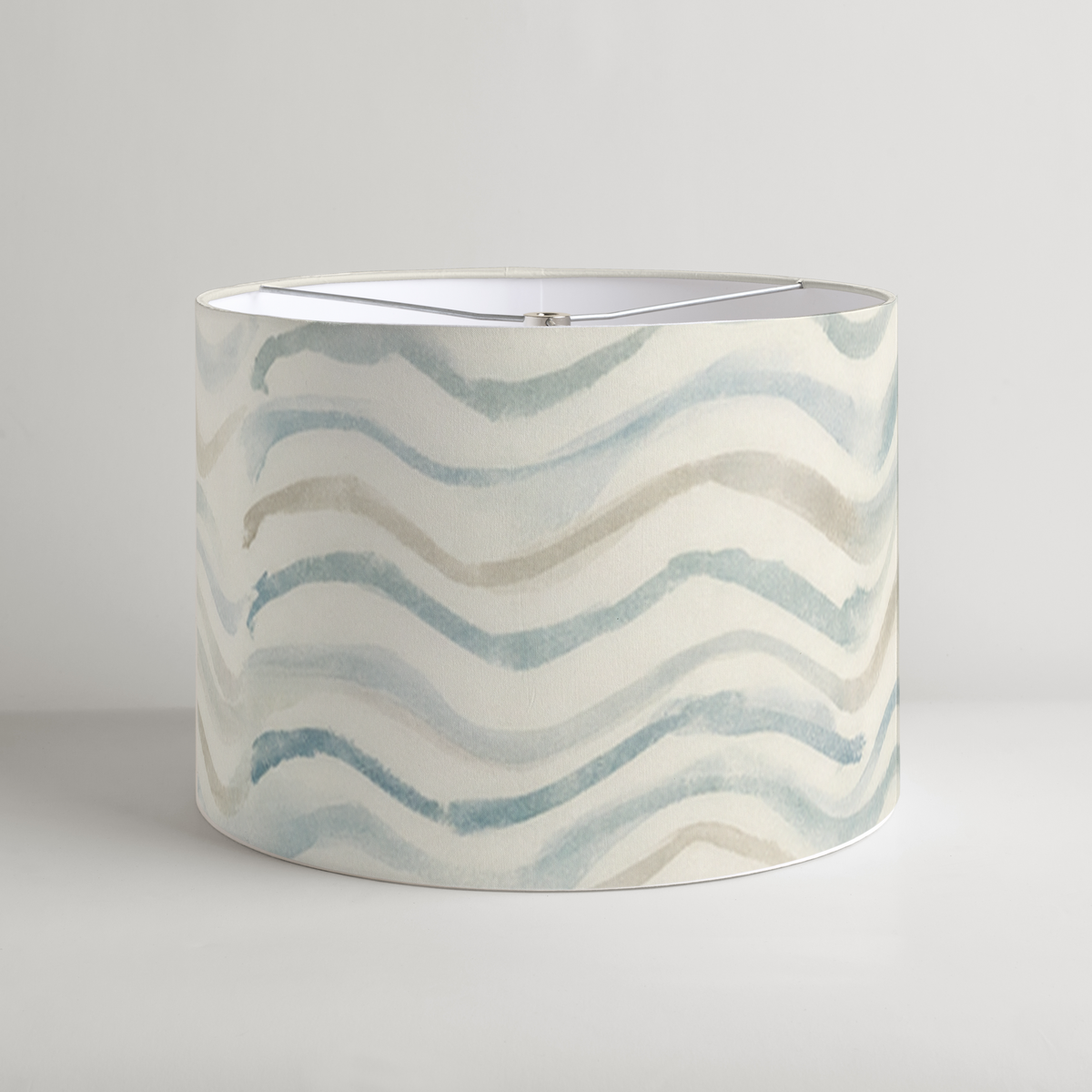 Ripple Abstract Drum Lampshade — Blue & Chalk; digital product preview