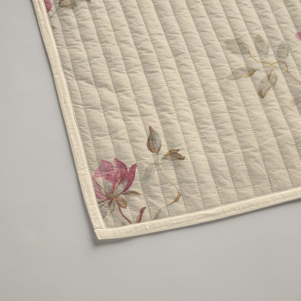 Rosewood Floral Organic Cotton Quilt — Rosewood & Ecru; alternate product view 2 of 2, digital preview.