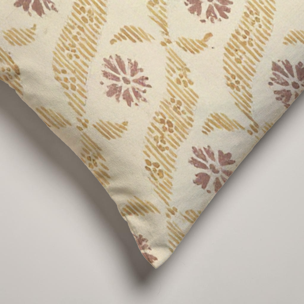 Saffron Geometric Velvet Lumbar Pillow Cover — Ochre & Burgundy; alternate product view 2 of 2, digital preview.