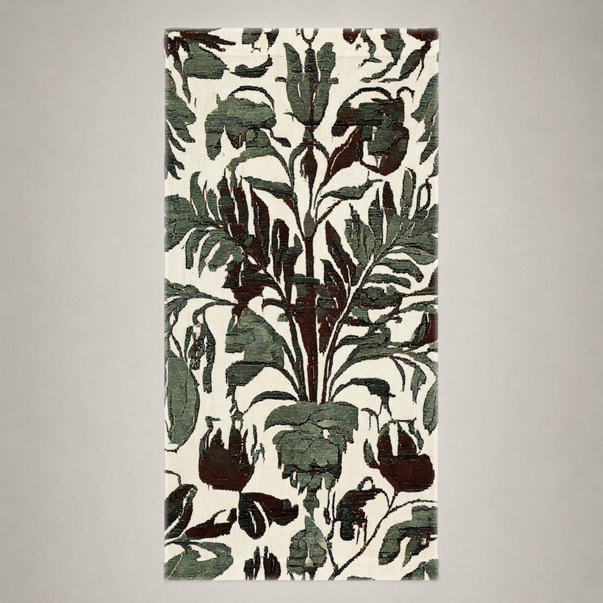 Selva Botanical Linen Curtain Panel — Olive & Parchment; alternate product view 2 of 2, digital preview.