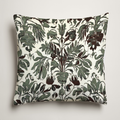 Selva Botanical Linen Pillow Cover — Olive & Parchment; clean-edge pillow cover shown with a styling insert, which is not included.