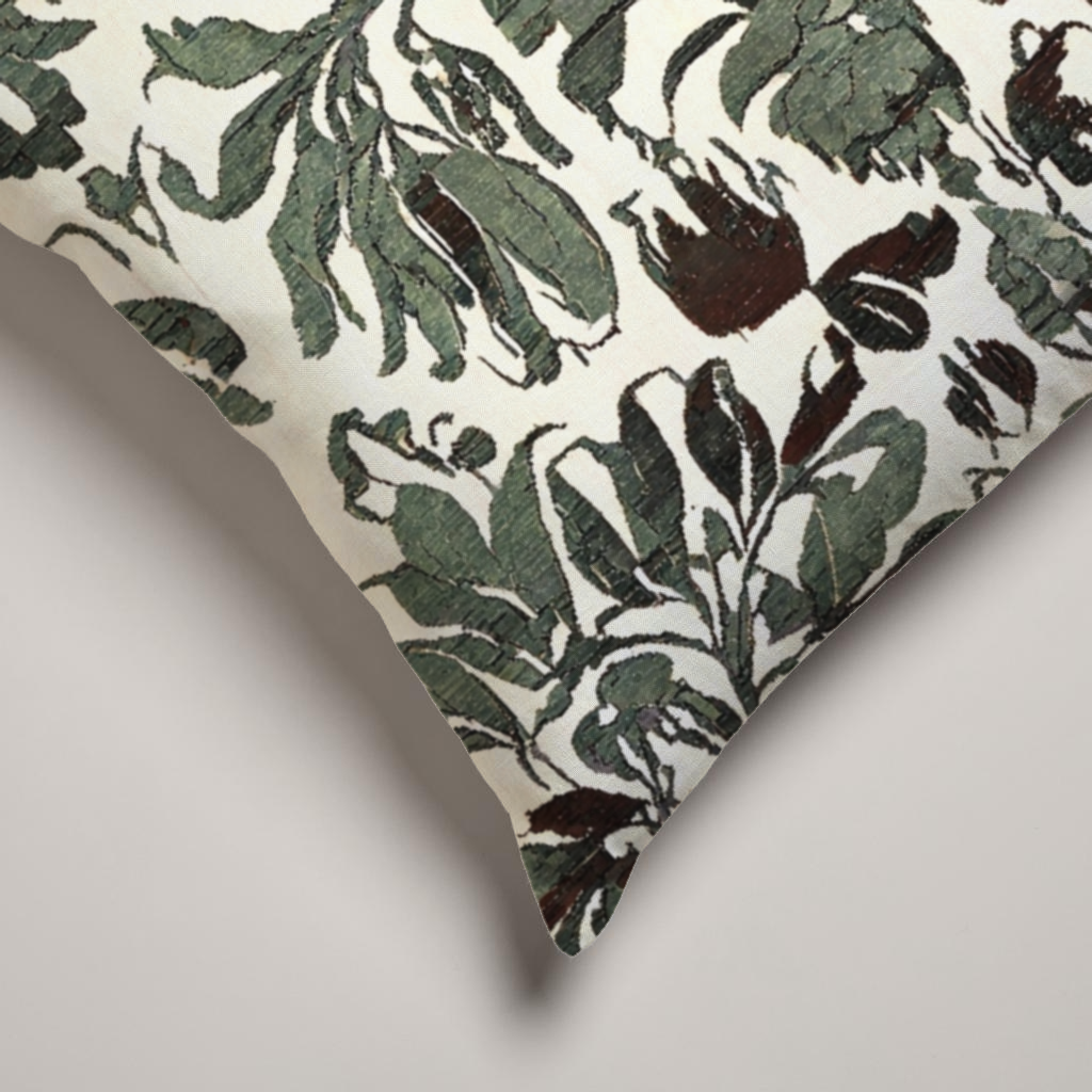 Selva Botanical Linen Pillow Cover — Olive & Parchment; alternate product view 2 of 2, digital preview.