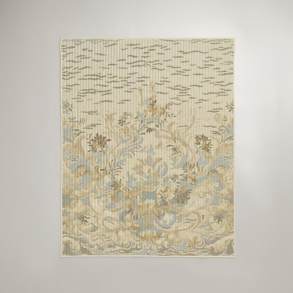 Serein Scenic Organic Cotton Quilt — Mist Blue & Ivory; digital product preview