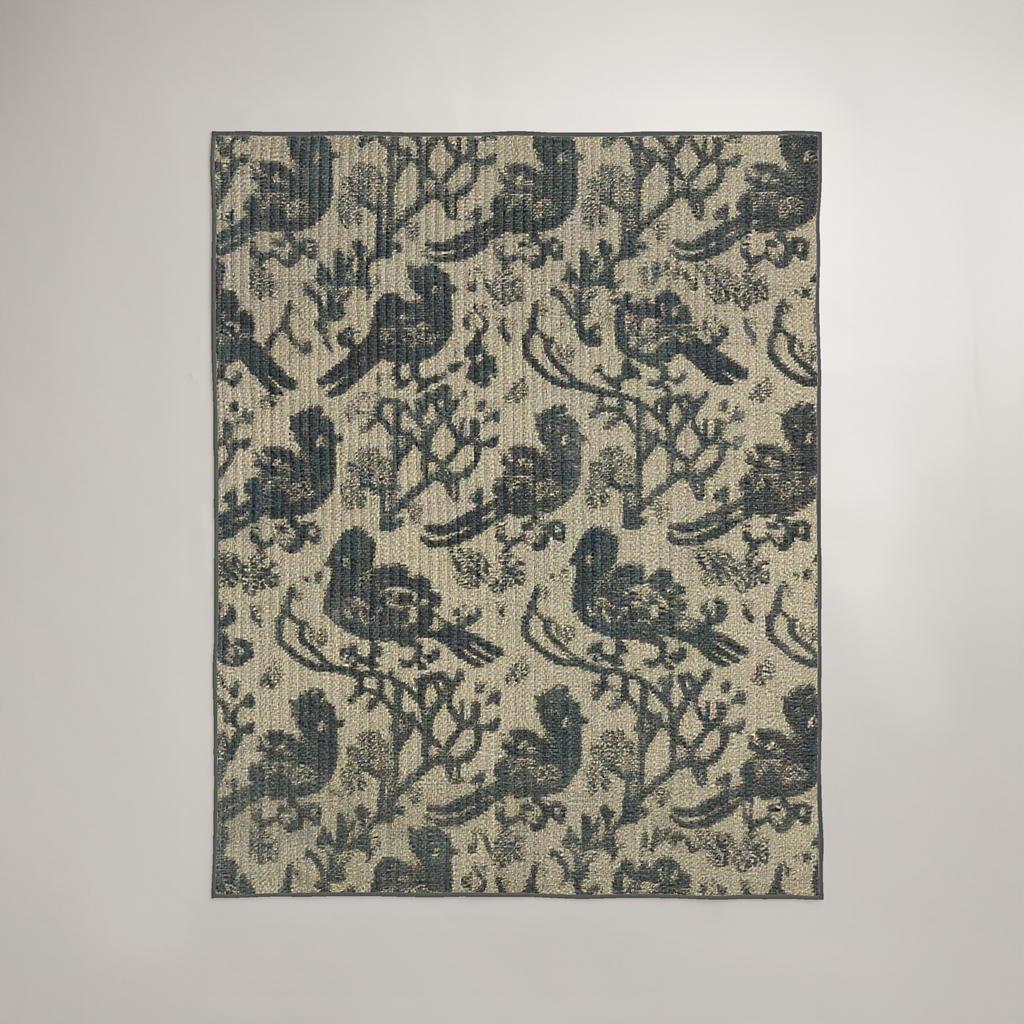 Starling Scenic Organic Cotton Quilt — Ink & Antique Blue; digital product preview