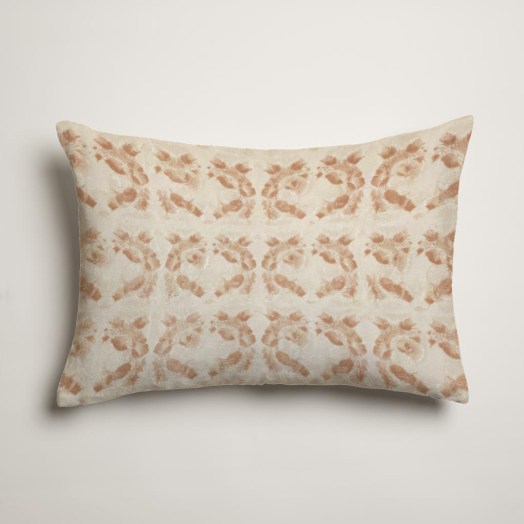 Sundial Geometric Velvet Lumbar Pillow Cover — Ochre & Cream; clean-edge pillow cover shown with a styling insert, which is not included.