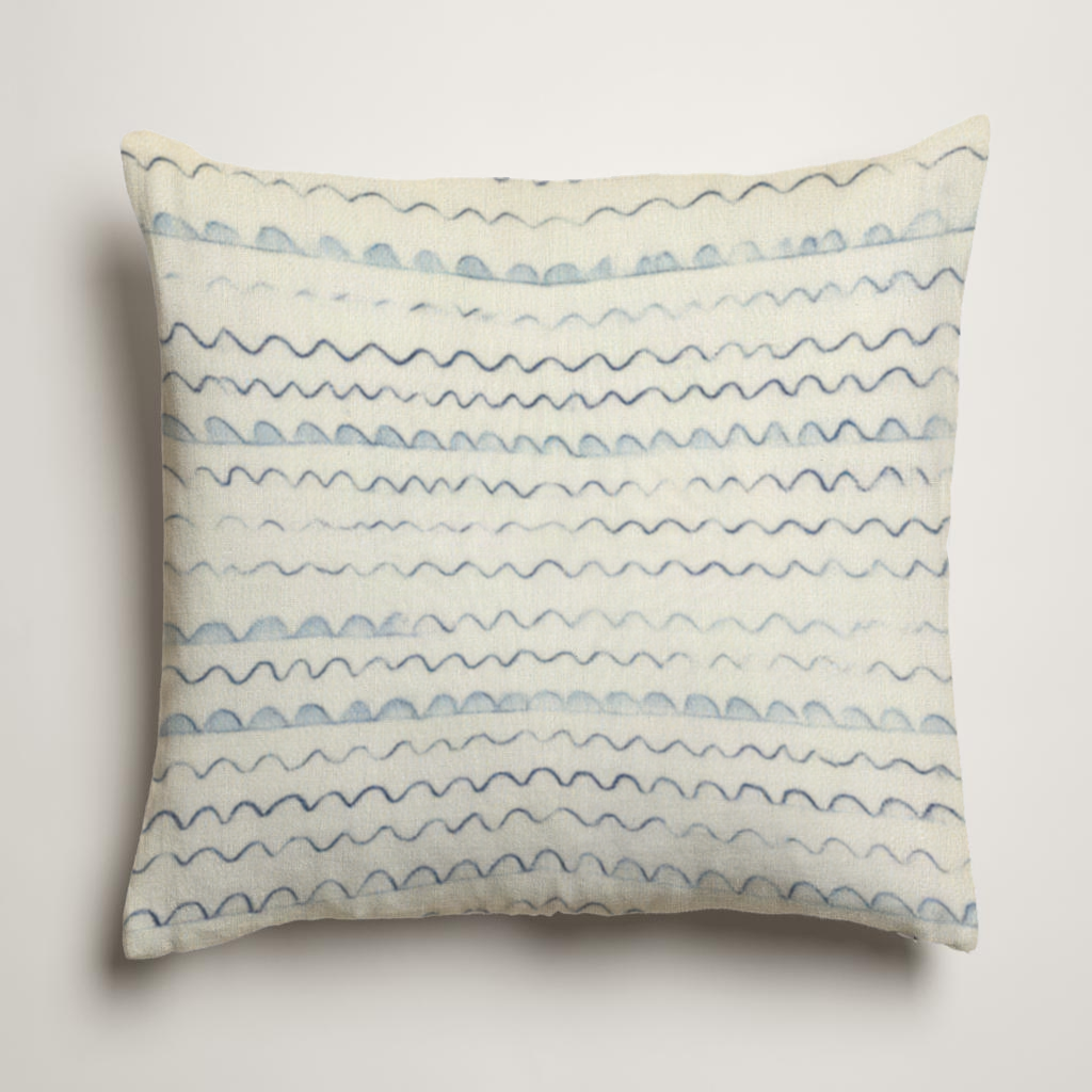 Tidal Geometric Soft Linen Pillow Cover — Ink & Ivory; clean-edge pillow cover shown with a styling insert, which is not included.