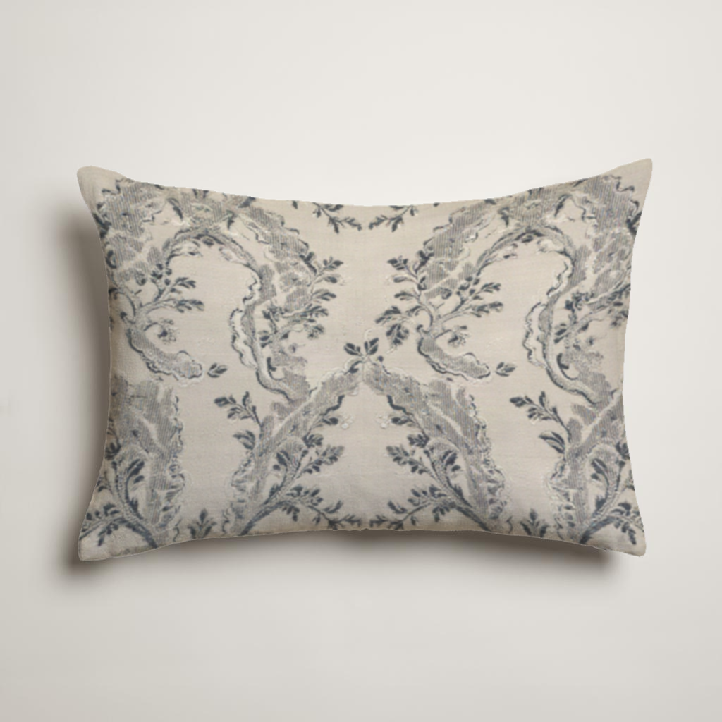 Toulon Scenic Velvet Lumbar Pillow Cover — Ink & Ivory; clean-edge pillow cover shown with a styling insert, which is not included.