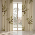 Verdant Botanical Everyday Cotton Curtain Panel — Olive & Oat; digital product preview