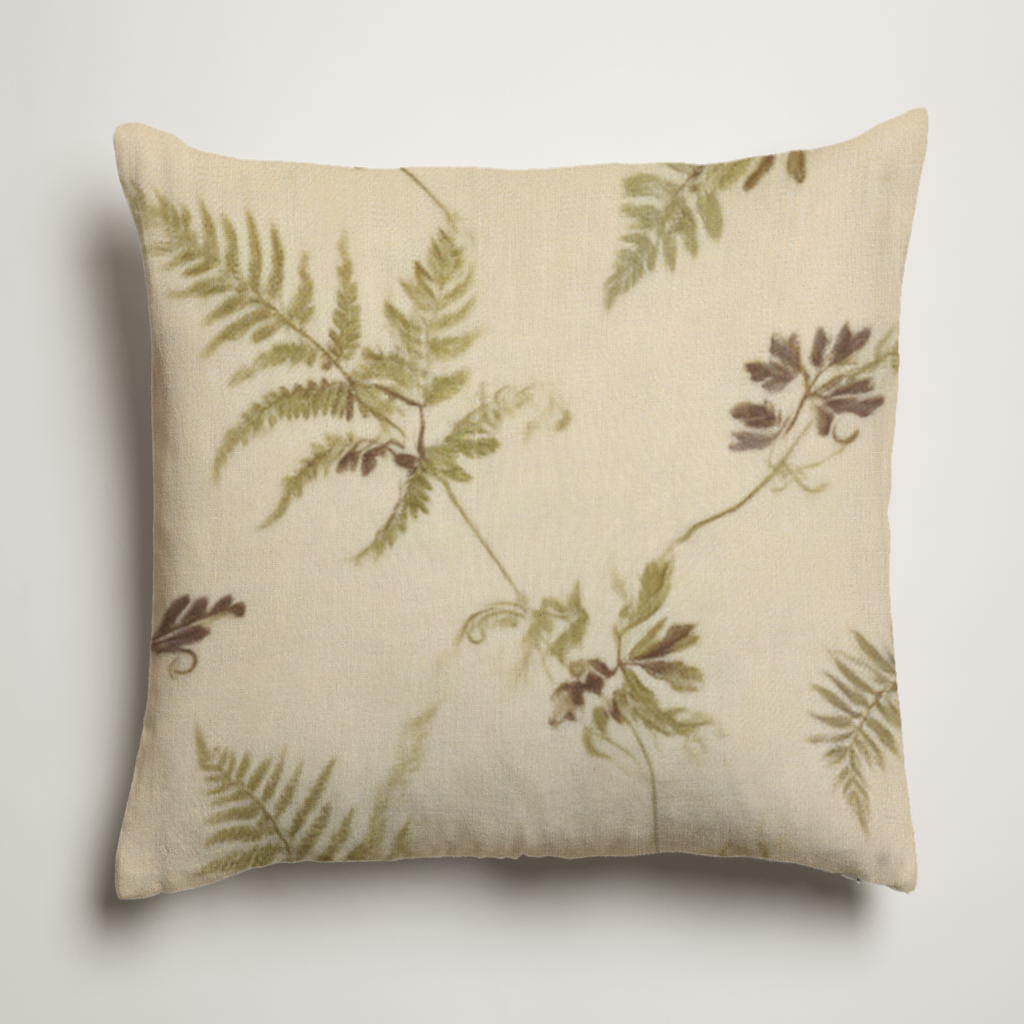 Verdant Botanical Soft Linen Pillow Cover — Olive & Oat; clean-edge pillow cover shown with a styling insert, which is not included.