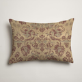 Vineyard Floral Velvet Lumbar Pillow Cover — Burgundy & Ochre; clean-edge pillow cover shown with a styling insert, which is not included.