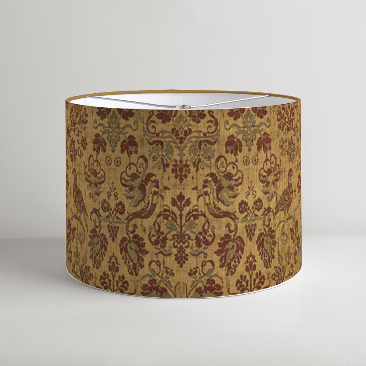 Vineyard Floral Drum Lampshade — Burgundy & Ochre; digital product preview