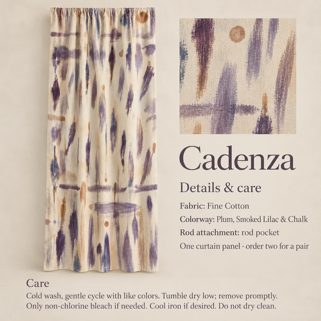 Cadenza Brushwork Fine Cotton Curtain Panel — 48 × 84″; verified details and care guide.