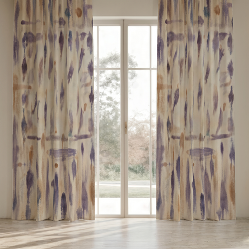 Cadenza Fine Cotton curtain panels in a window setting; two panels are shown, each sold individually.