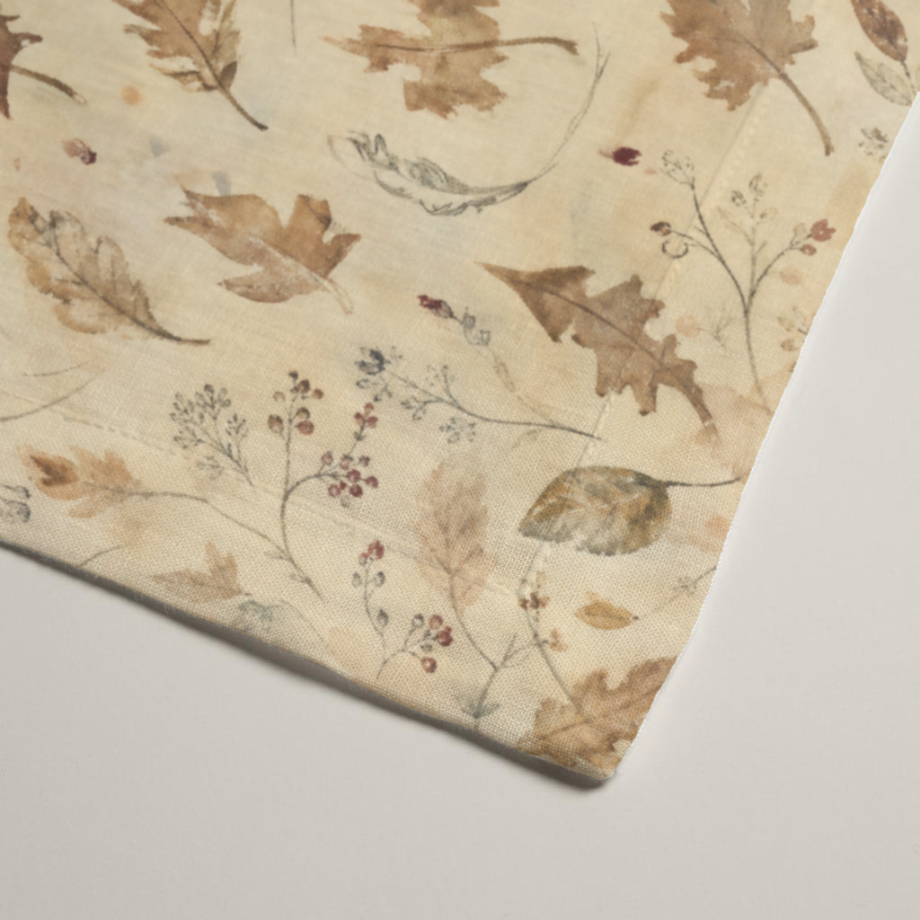 Coppice Crisp Linen placemat, close-up of printed linen texture and clean hem.