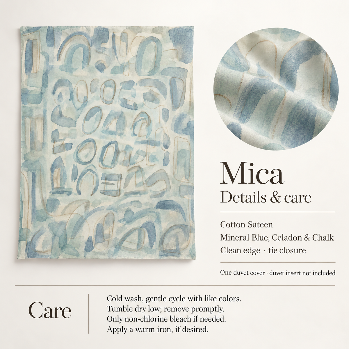 Mica Mineral Abstract Cotton Sateen Duvet Cover — Twin/Twin XL; verified details and care guide.