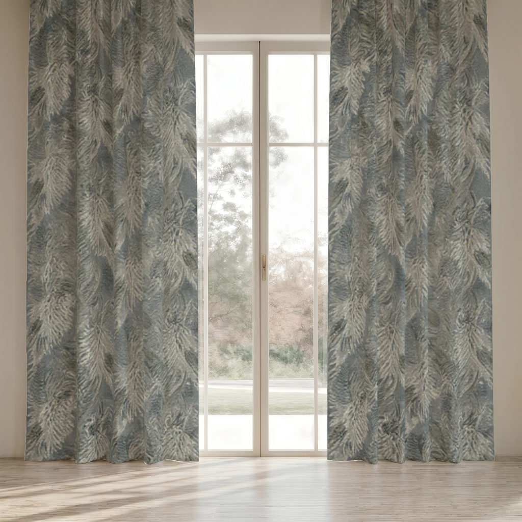 Willow Botanical Everyday Cotton Curtain Panel — Slate & Chalk; digital product preview